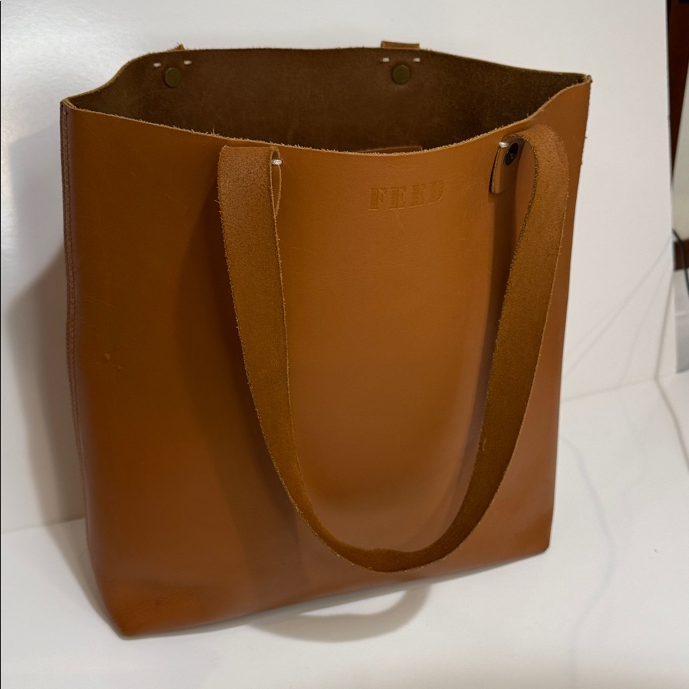 FEED Brown Leather Tote Bag